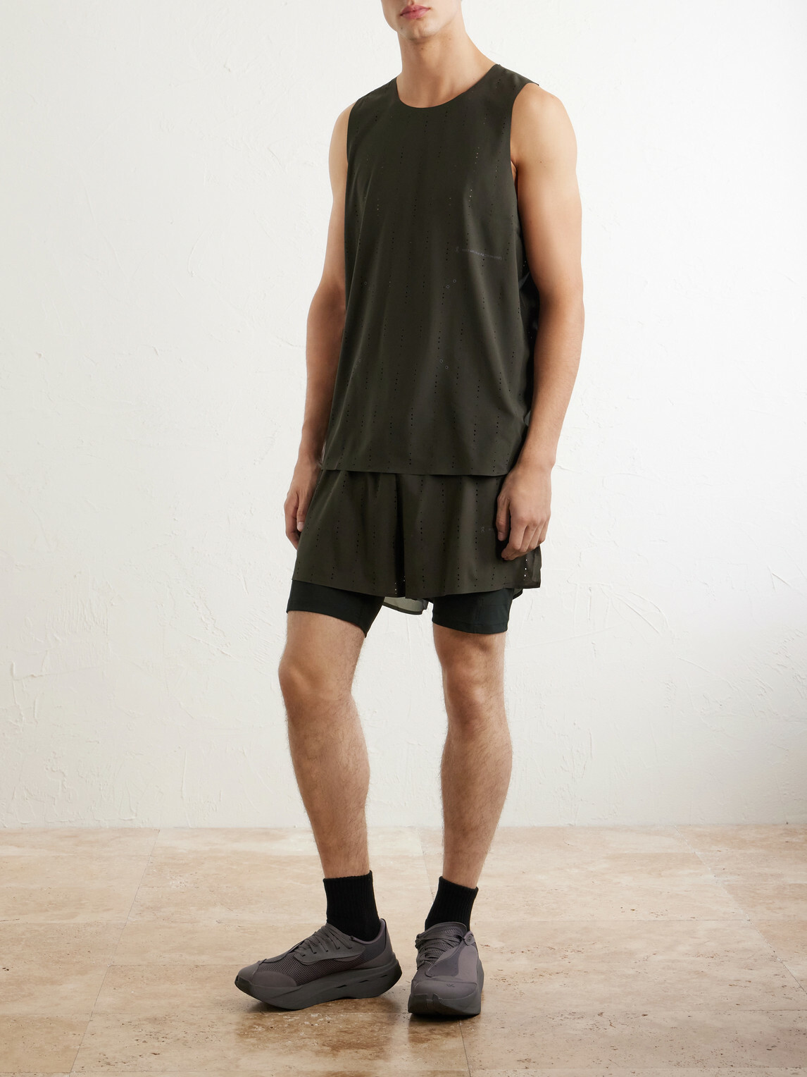 On - Post Archive Faction Zero 2-in-1 Stretch-Jersey and Mesh Running Shorts - Black