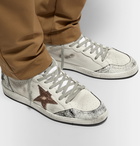 Golden Goose - Ballstar Distressed Leather Sneakers - White