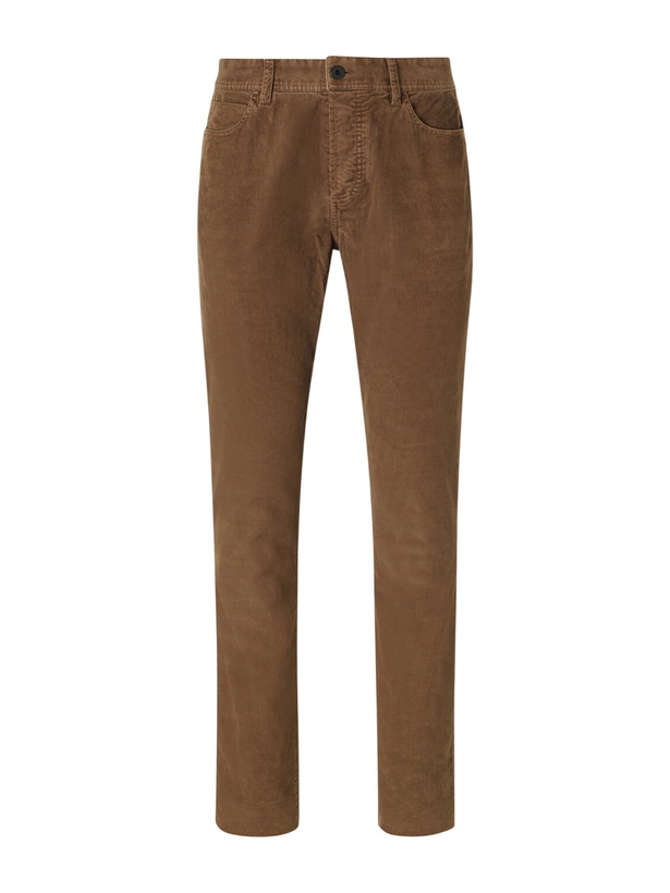 Photo: James Perse - Slim-Fit Straight-Leg Cotton-Blend Corduroy Trousers - Brown
