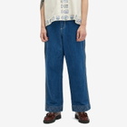BODE Men's Embroidered Denim Knolly Brook Trousers in Indigo