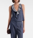 Dorothee Schumacher Fluid Denim ruffled crop top