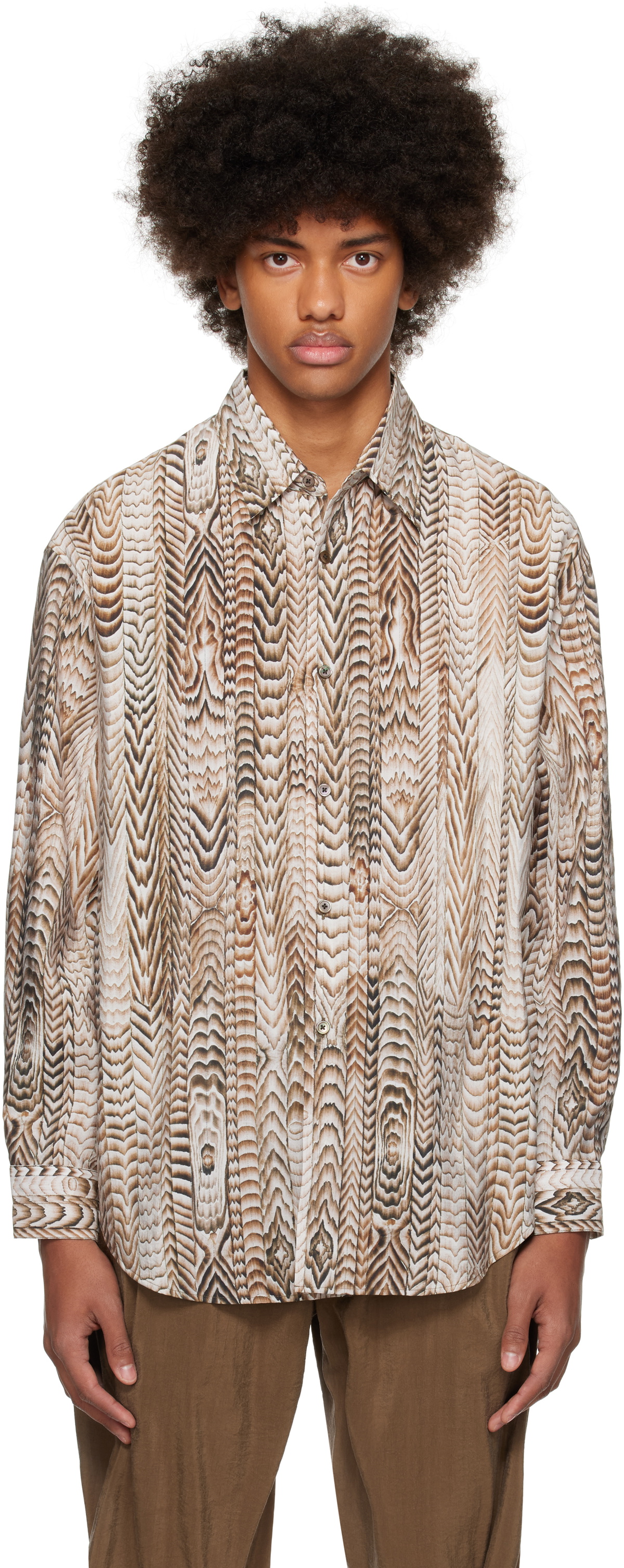 LEMAIRE Brown & Off-White FreelingWaters Edition Printed Shirt Lemaire 