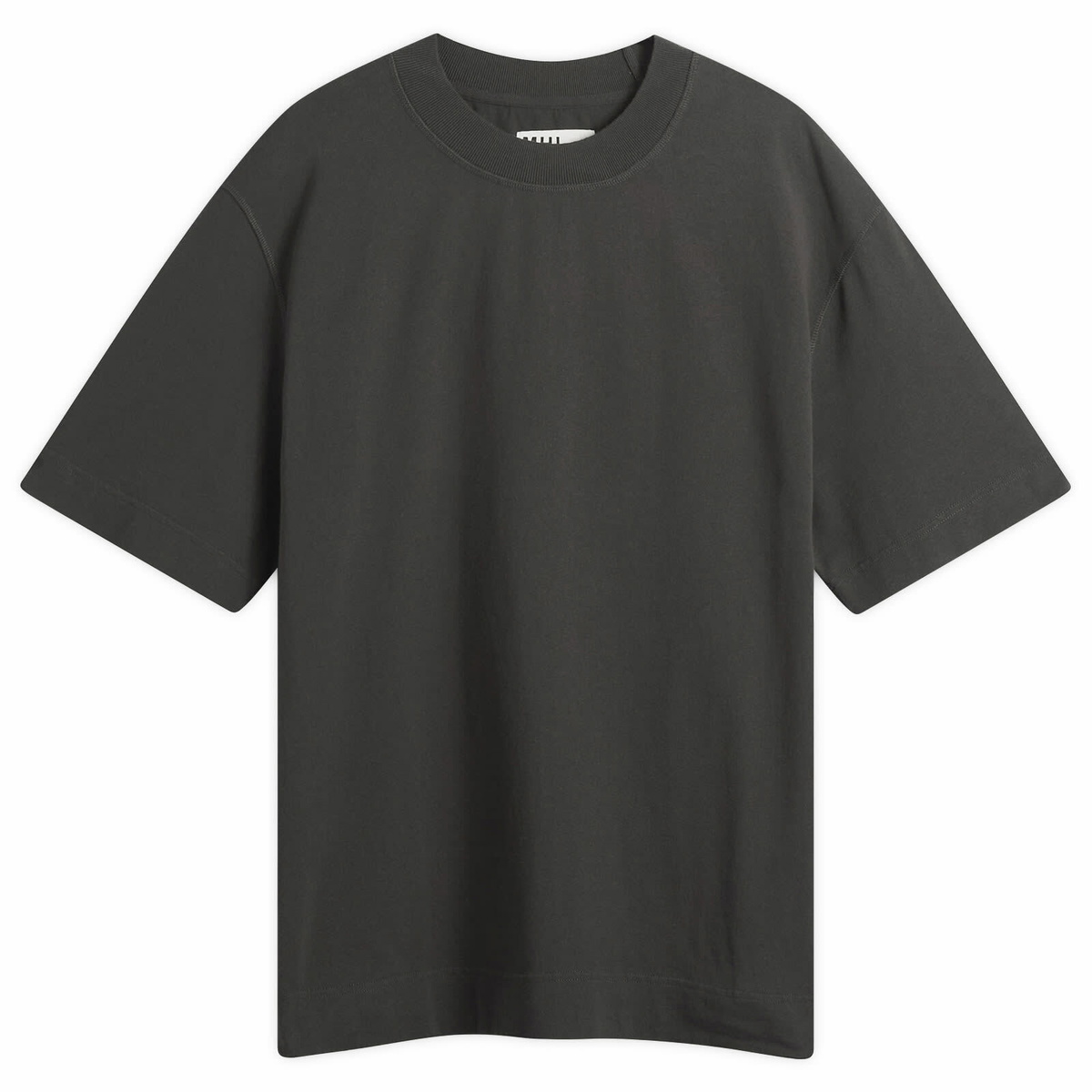 MHL by Margaret Howell Men's Flatlock Crew T-Shirt in Black Green