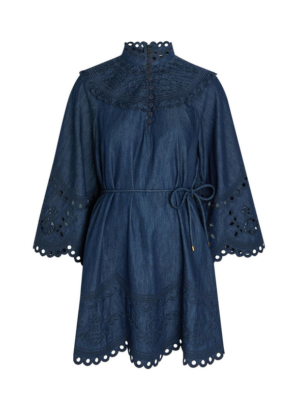Photo: Zimmermann Mohon Broderie Anglaise Denim Mini Dress Navy