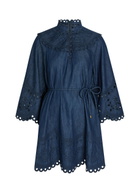 Zimmermann Mohon Broderie Anglaise Denim Mini Dress Navy