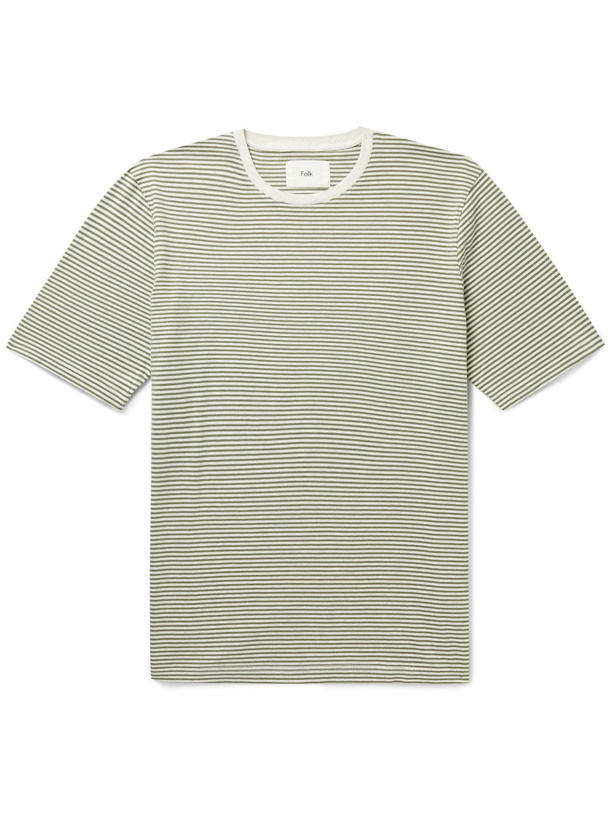 Photo: FOLK - Striped Cotton-Jersey T-Shirt - Neutrals