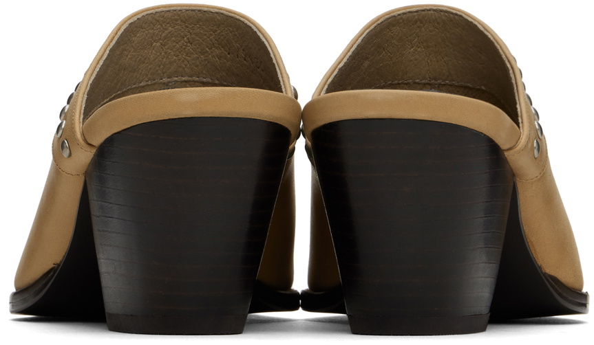 【OPEN YY】24FW HEART STUD WESTERN MULES, BEIGE OPEN YY Beige Heart Stud Western Mules OPEN YY