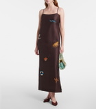 Alémais Embellished printed linen-blend maxi dress