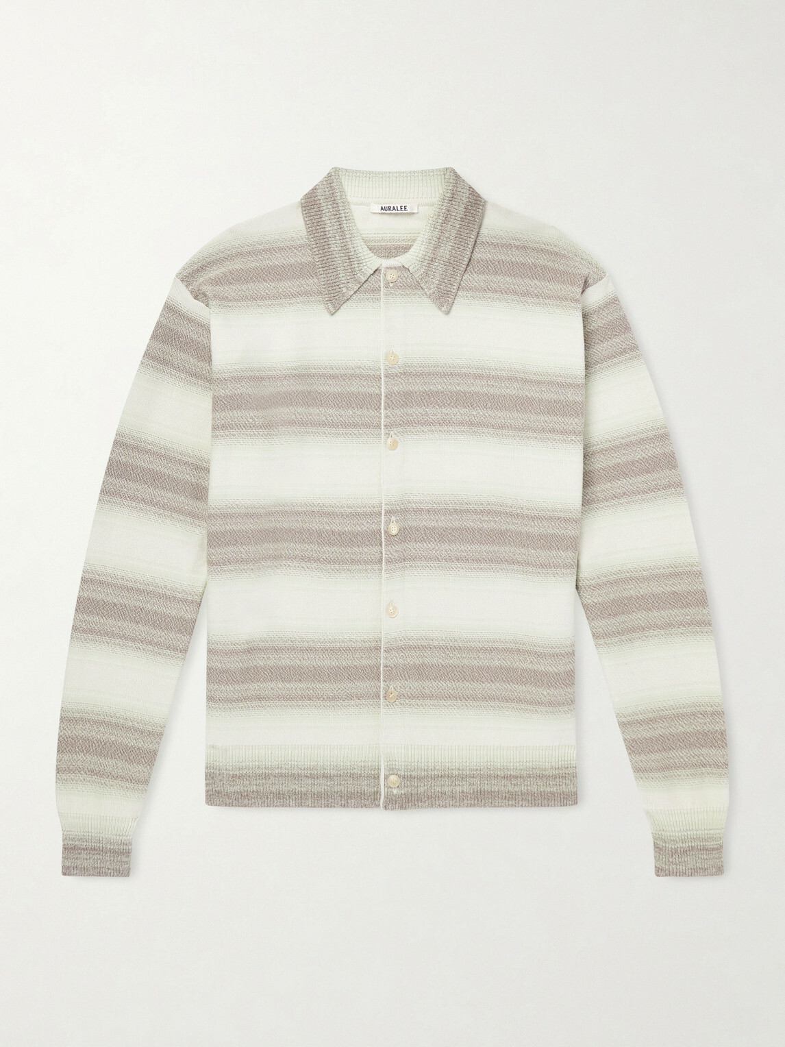 Auralee - Dégradé Striped Knitted Cotton and Silk-Blend Cardigan - Gray