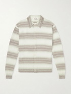 Auralee - Dégradé Striped Knitted Cotton and Silk-Blend Cardigan - Gray