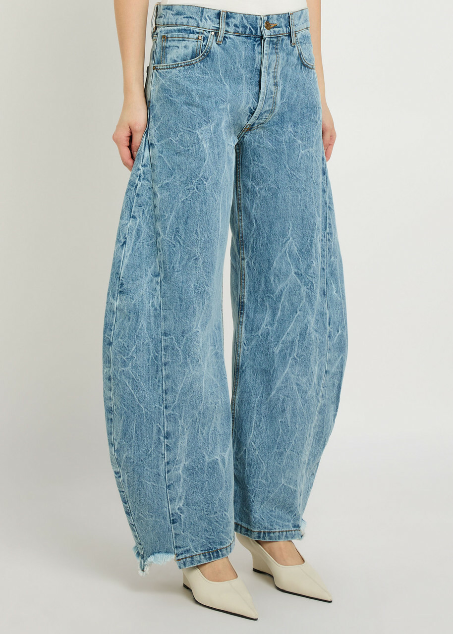 A.W.A.K.E Mode Washed Barrel-leg Jeans Indigo