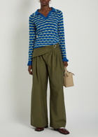 Damson Madder Fabia Cotton-blend Wide-leg Trousers Khaki