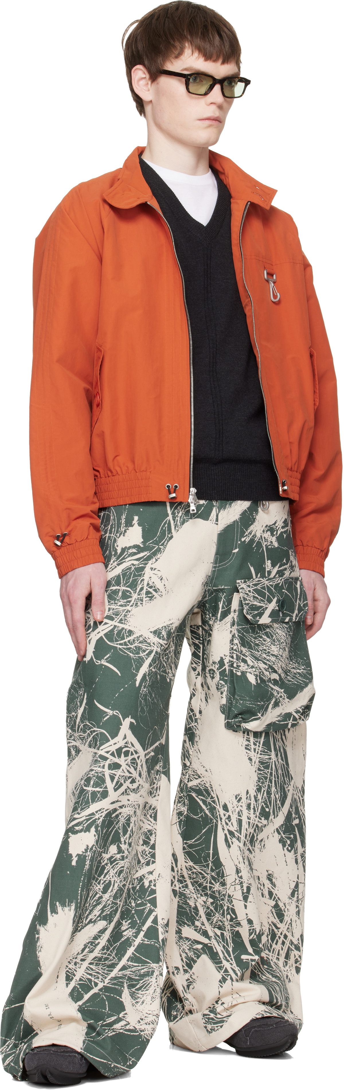 Reese Cooper Khaki & Off-White Duck Canvas Patch Pocket Belted Cargo Pants