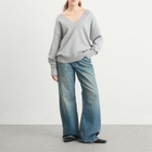 Good American Women's Knit Deep V Knit Sweater in Melange Grey