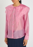 Sister Jane Coracle Embroidered Lyocell-blend Blouse Pink