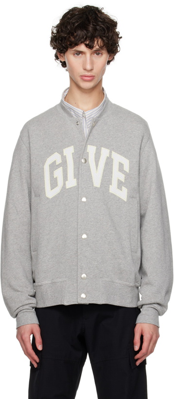 Photo: Givenchy Gray Appliqué Bomber Jacket