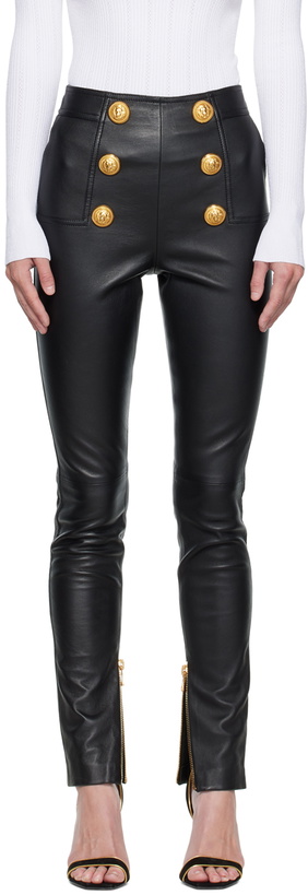 Photo: Balmain Black Skinny Leather Pants