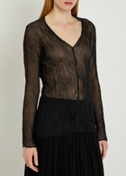 Issey Miyake Twist V-neck Semi-sheer Chiffon top Black