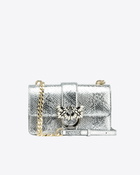 Pinko Pinko Galleria Mini Love Bag One In Punched Reptile Skin Silver Light Gold