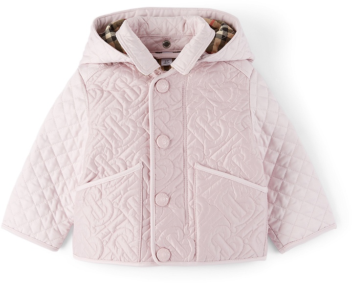 Photo: Burberry Baby Pink Detachable Hood Monogram Quilted Jacket