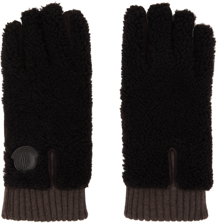 Photo: Moncler Brown Paneled Shearling Gloves