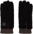 Moncler Brown Paneled Shearling Gloves