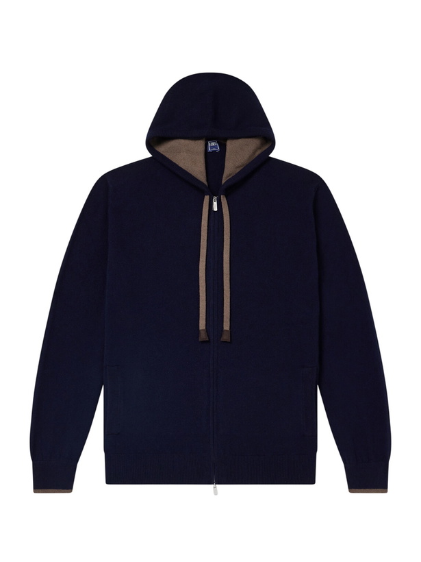 Photo: FEDELI - Davis Cashmere Zip-Up Hoodie - Blue
