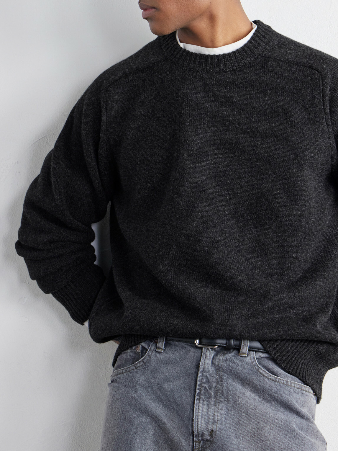 A.PRESSE - Paneled Wool Sweater - Gray