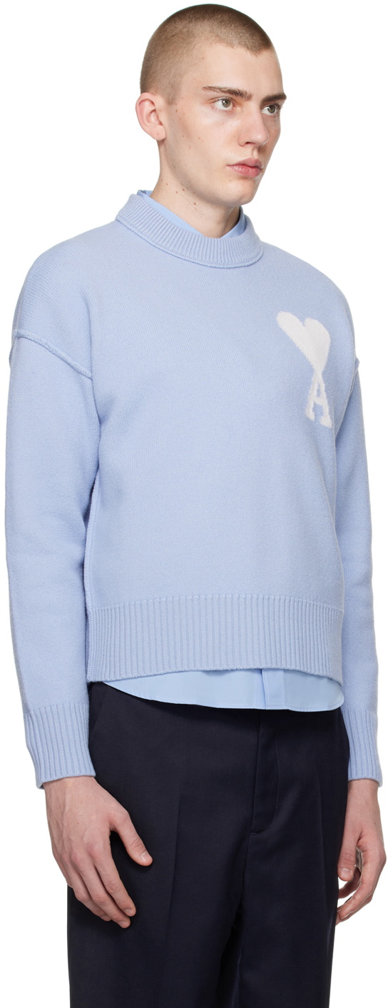 Ami Paris Blue Ami De Cœur Sweater Ami