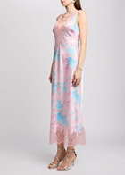 Loveshackfancy Floral Printed Satin Maxi Dress Pink