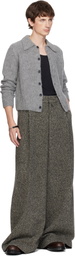 Dries Van Noten Gray Cropped Wool Cardigan