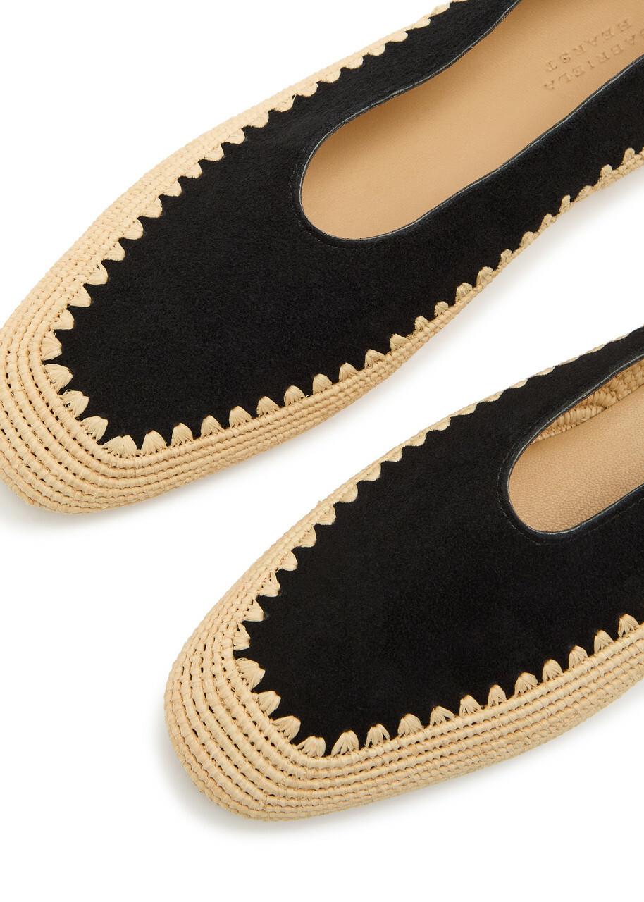 Gabriela Hearst Strength Raffia and Suede Flats Black