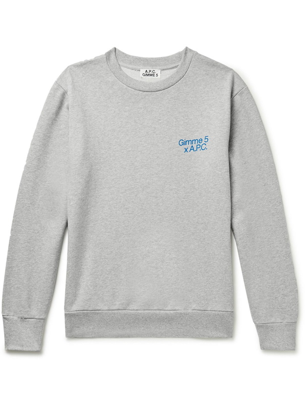 Photo: A.P.C. - Gimme 5 Printed Cotton-Jersey Sweatshirt - Gray