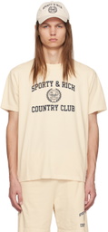 Sporty & Rich Off-White Varsity Crest T-Shirt.