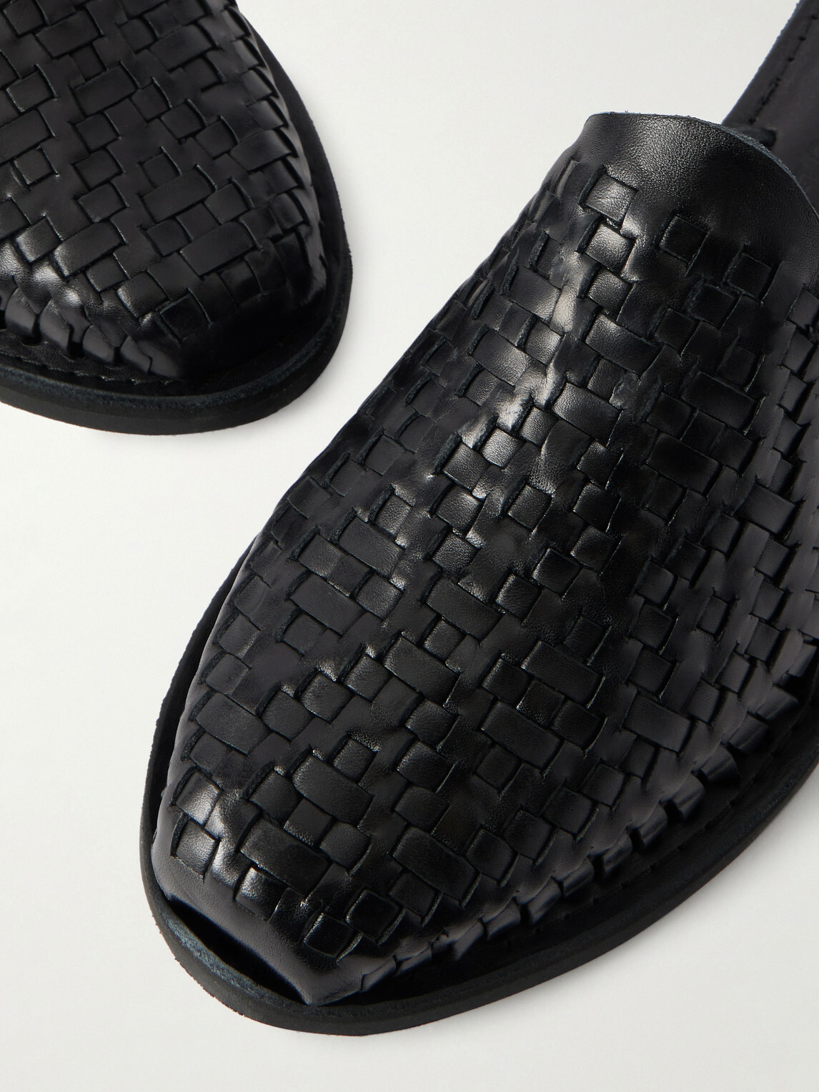 Yuketen - Polanco Woven Leather Mules - Black