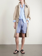 TOM FORD - Straight-Leg Striped Silk-Twill Shorts - Blue