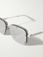 Dior Eyewear - NeoDior S4U Rectangle-Frame Gunmetal-Tone Sunglasses