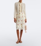 Dôen Elowette lace-trimmed silk satin midi skirt