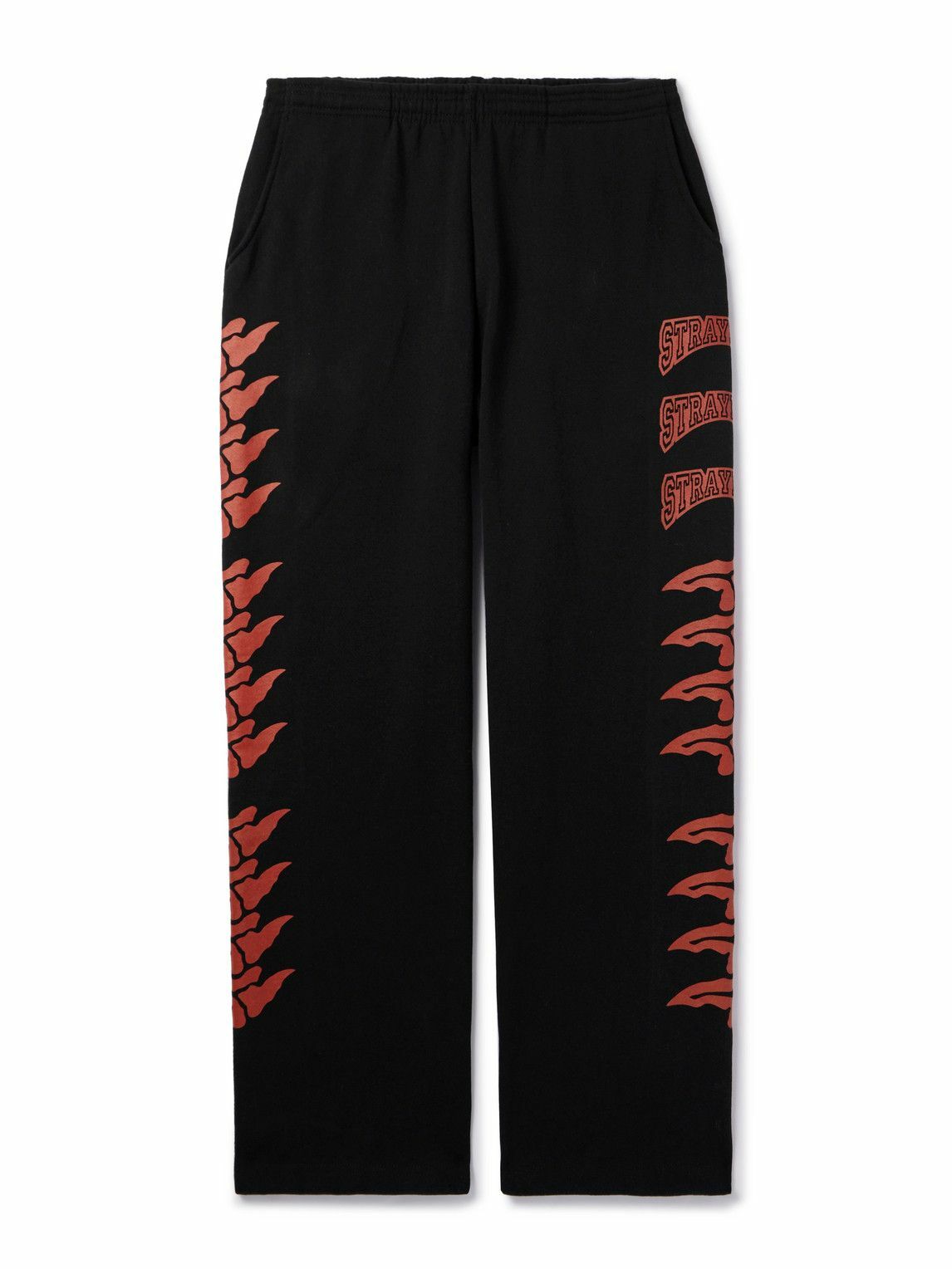Stray Rats - Exo Straight-Leg Logo-Print Cotton-Jersey Sweatpants - Black