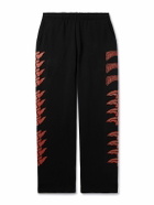 Stray Rats - Exo Straight-Leg Logo-Print Cotton-Jersey Sweatpants - Black