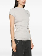 Elena Velez Beige Cap Sleeves Gathered T-Shirt