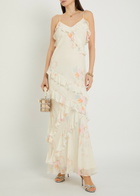 Loveshackfancy Rialto Floral-print Chiffon Maxi Slip Dress Light Pink