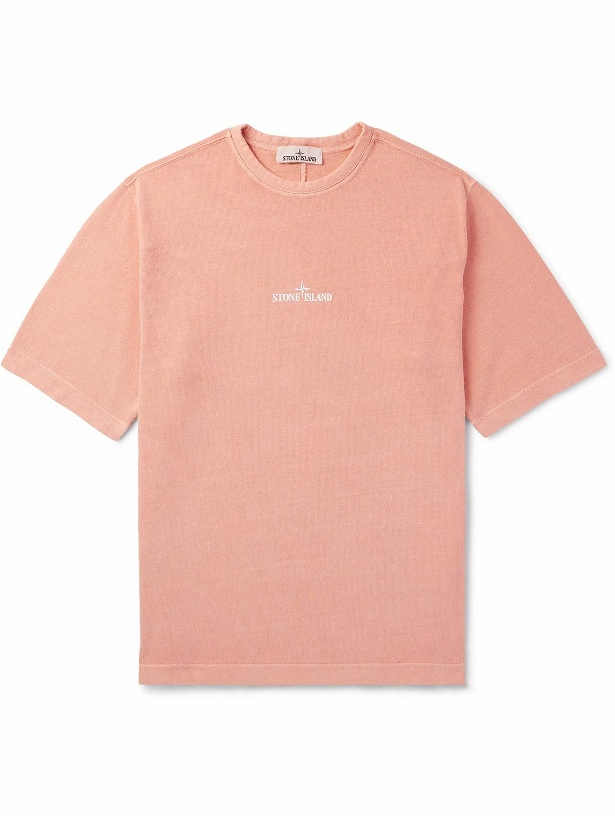 Photo: Stone Island - Logo-Print Cotton-Jersey T-Shirt - Orange