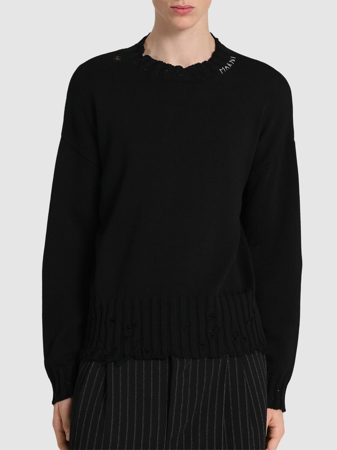 MARNI Logo Cotton Knit Boxy Sweater