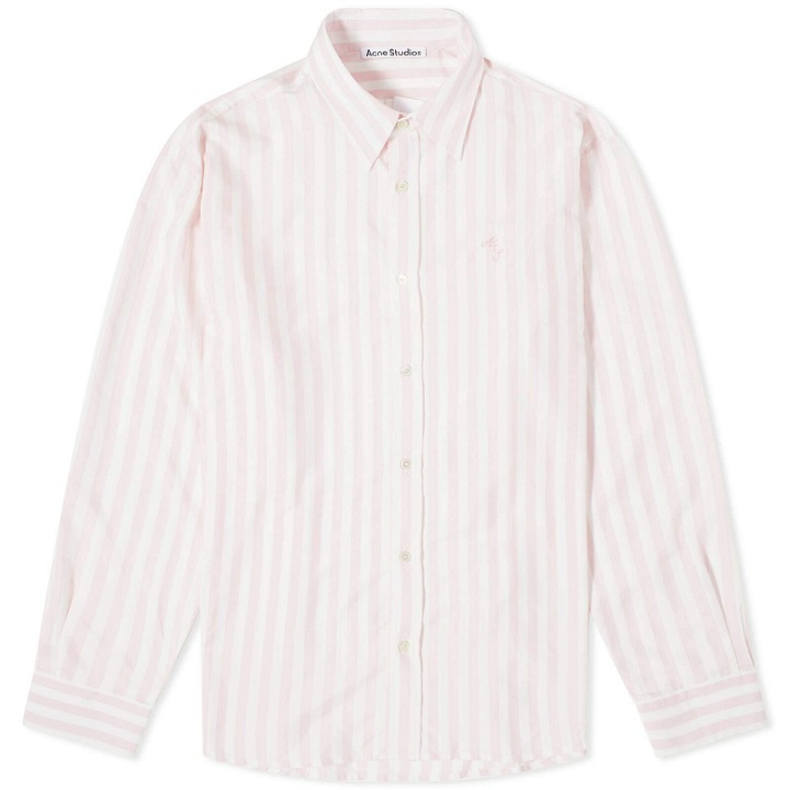 Photo: Acne Studios Men's Sandrok Matt Stripe Shirt in Pink/White