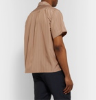 Chimala - Camp-Collar Striped Matte-Satin Shirt - Brown
