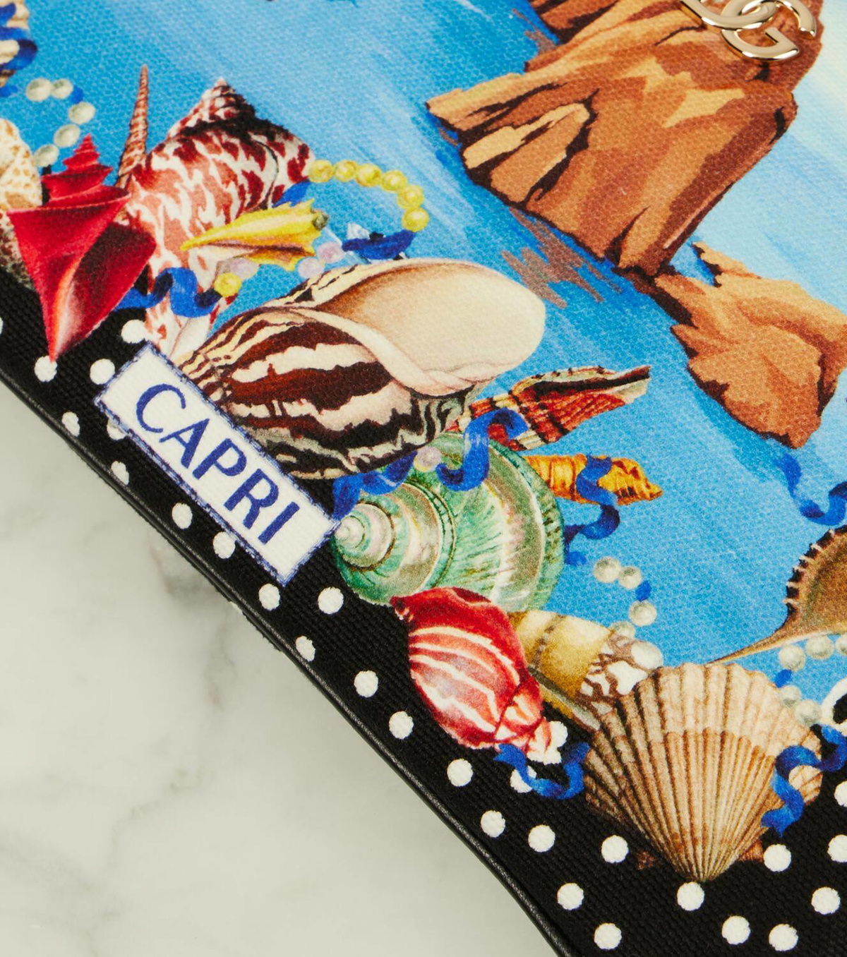 関税込■Dolce&Gabbana■Capri Cava プリント エスパドリーユ Dolce&Gabbana Capri printed leather-trimmed canvas pouch