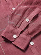 Karu Research - Zari Checked Linen-Gauze Shirt - Purple