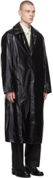 AMOMENTO Black Glossy Long Coat