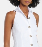 Balmain Open-back buttoned poplin shirt dress